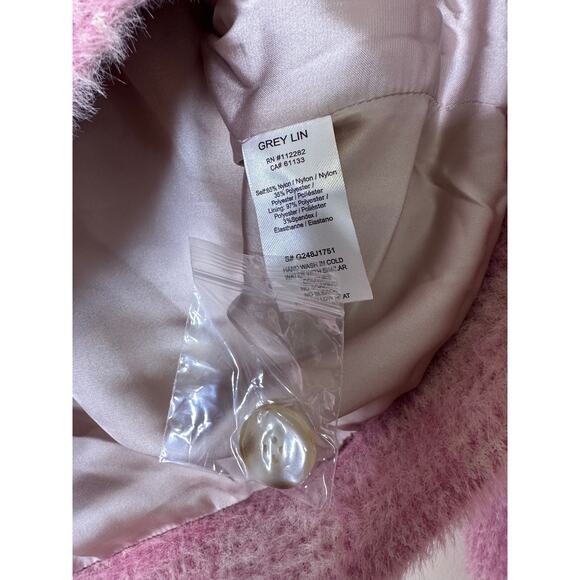 Greylin Nate Cozy Pink Plaid Cropped Fuzzy Jacket SMALL - Picture 5 of 8